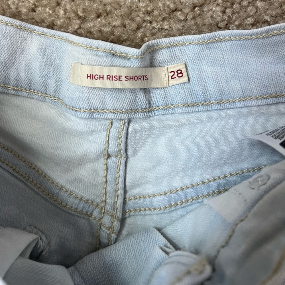 Light Blue Levi's High Waist White Denim Shorts - Picture 4 of 5